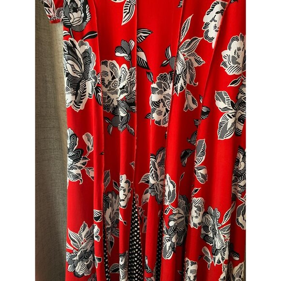 Sami & Jo Womens Art to wear Unique Glam Red Floral & Polka Dot Fit & Flare Dres - Picture 4 of 8